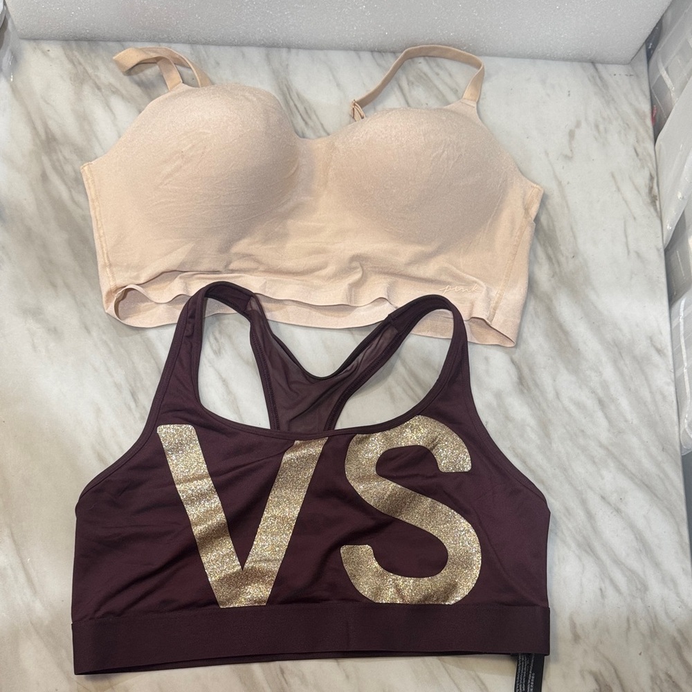 Victoria's Secret Cream and Brown Bras Set size XL